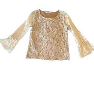 Rose & Olive Lace White/beige 3/4 bell sleeves women’s blouse | Size: XS